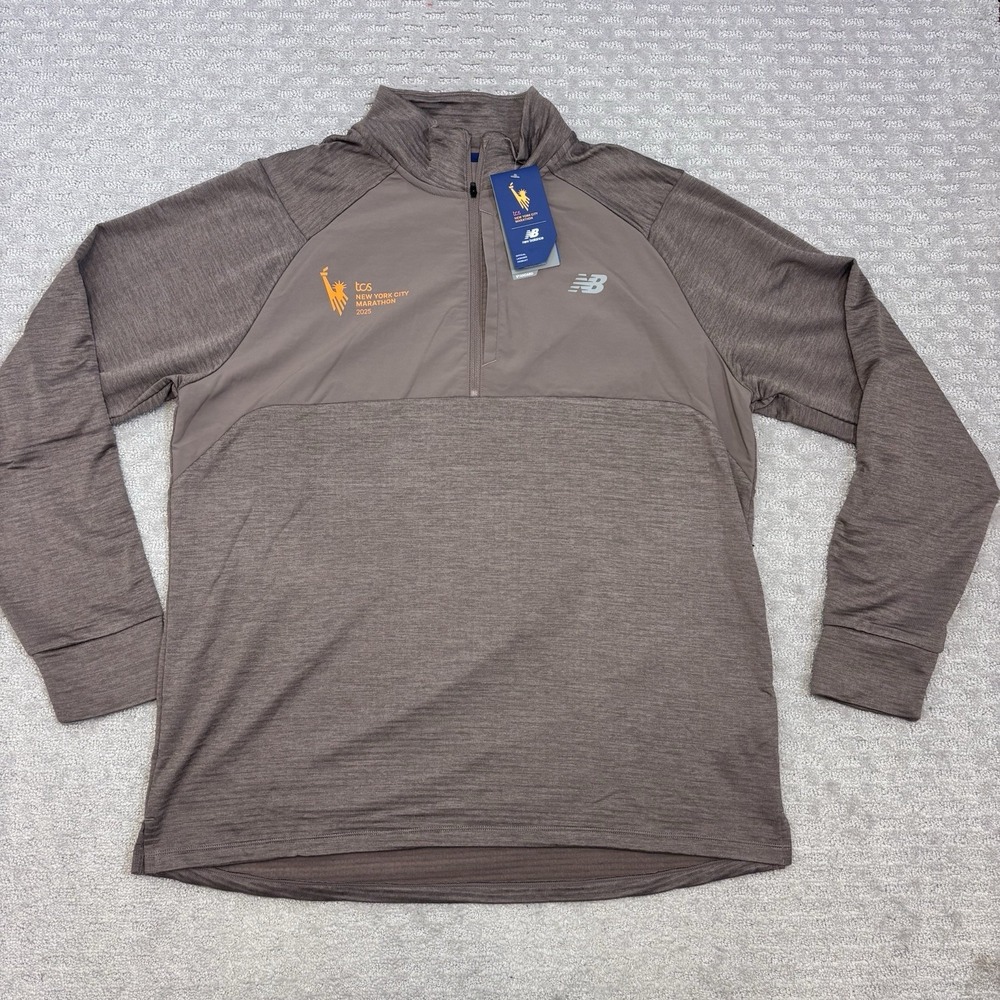New Balance TCS New York City NYC Marathon 1/4 Zip LIGHT Jacket Brown XL Running